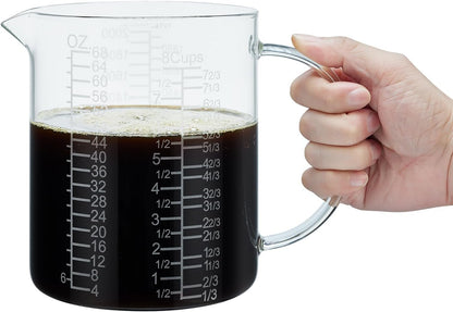 Ackers Etched Graduated Glass Measuring Cup - [Insulated Handle | V-Shaped Spout] - High Borosilicate Glass Measuring Cup for Kitchen or Dining, Easy to Read, 250ml (8oz, 1 Cup)