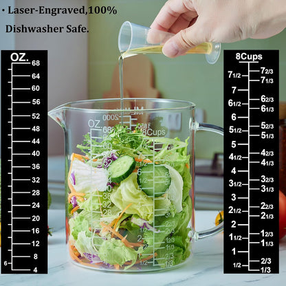 Ackers Etched Graduated Glass Measuring Cup - [Insulated Handle | V-Shaped Spout] - High Borosilicate Glass Measuring Cup for Kitchen or Dining, Easy to Read, 250ml (8oz, 1 Cup)