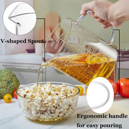 Ackers Etched Graduated Glass Measuring Cup - [Insulated Handle | V-Shaped Spout] - High Borosilicate Glass Measuring Cup for Kitchen or Dining, Easy to Read, 250ml (8oz, 1 Cup)