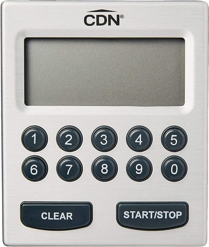 CDN Direct Entry 2- Alarm Digital Kitchen Timer | Counts Up & Down, 10 Hours by Hours, Minutes & Seconds, Big Digit, Loud & Long Audio/Vibrate Alarm, Stand, Hang, Magnet Mounting - TM30