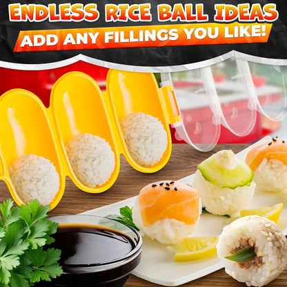 Rice Ball Mold, Shake to Make 3 Bite-Size Balls in Seconds