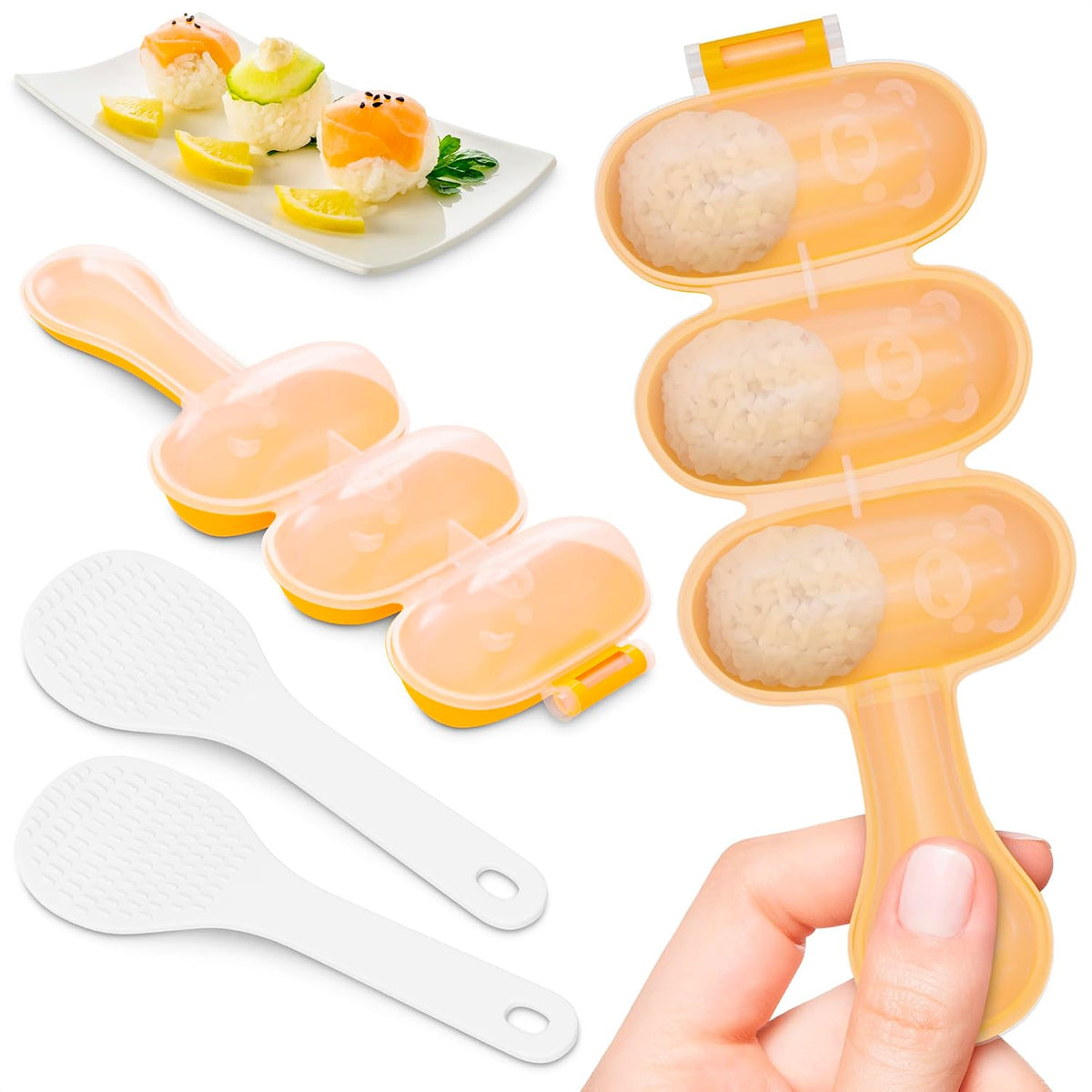 Rice Ball Mold, Shake to Make 3 Bite-Size Balls in Seconds