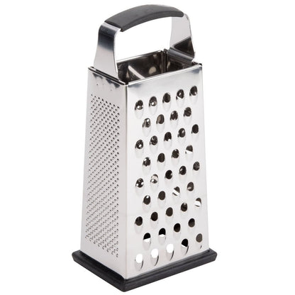 SG205BH, Cash & Carry Back Of The House Box Grater, Large 9" Size, 4-Sided Tapered Design, Anti-Slip Base, Dishwasher Safe, Stainless Steel, Ideal for Shredding Veggies and Grating Cheese