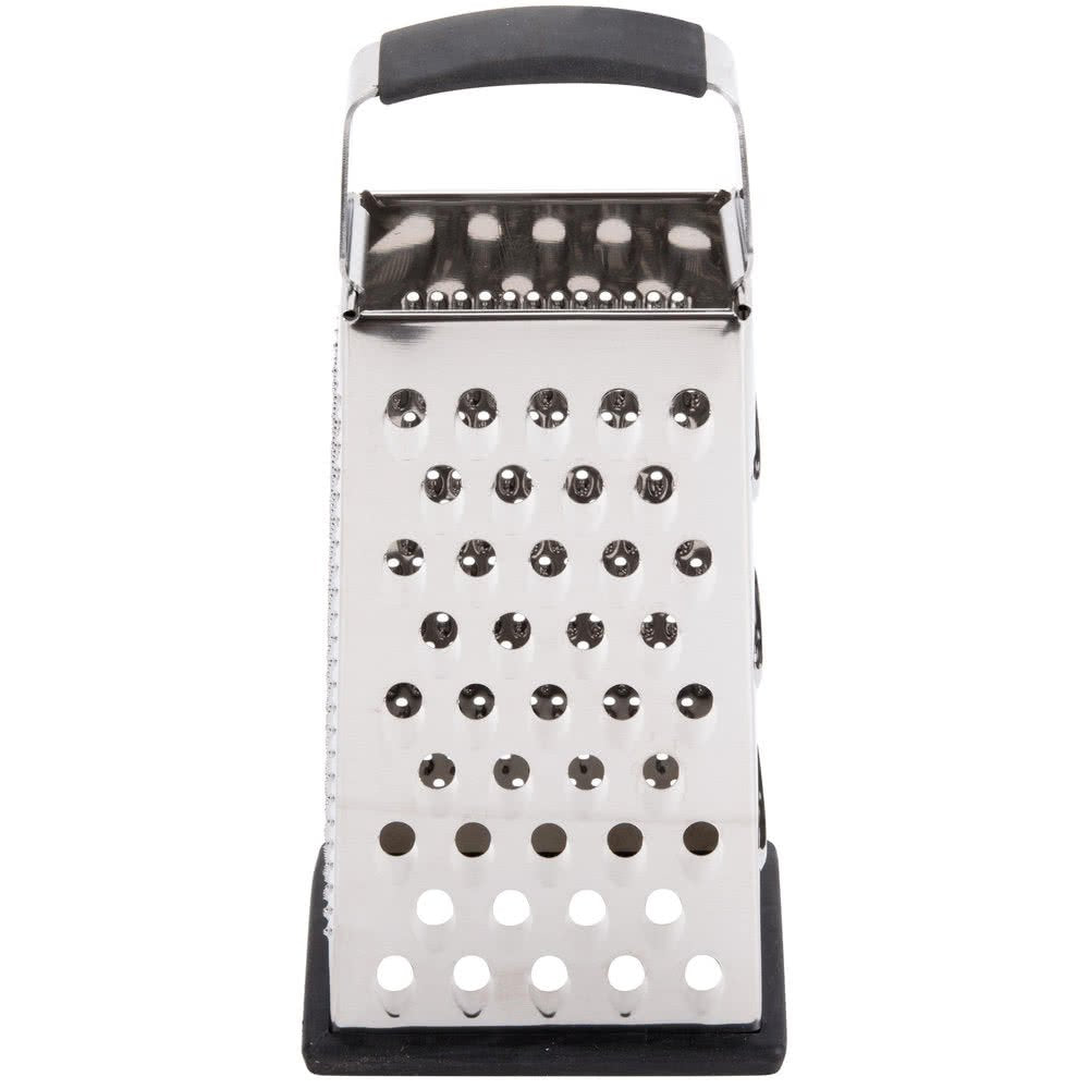 SG205BH, Cash & Carry Back Of The House Box Grater, Large 9" Size, 4-Sided Tapered Design, Anti-Slip Base, Dishwasher Safe, Stainless Steel, Ideal for Shredding Veggies and Grating Cheese