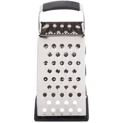 SG205BH, Cash & Carry Back Of The House Box Grater, Large 9" Size, 4-Sided Tapered Design, Anti-Slip Base, Dishwasher Safe, Stainless Steel, Ideal for Shredding Veggies and Grating Cheese