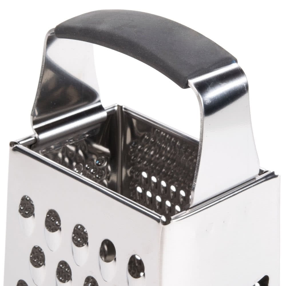 SG205BH, Cash & Carry Back Of The House Box Grater, Large 9" Size, 4-Sided Tapered Design, Anti-Slip Base, Dishwasher Safe, Stainless Steel, Ideal for Shredding Veggies and Grating Cheese