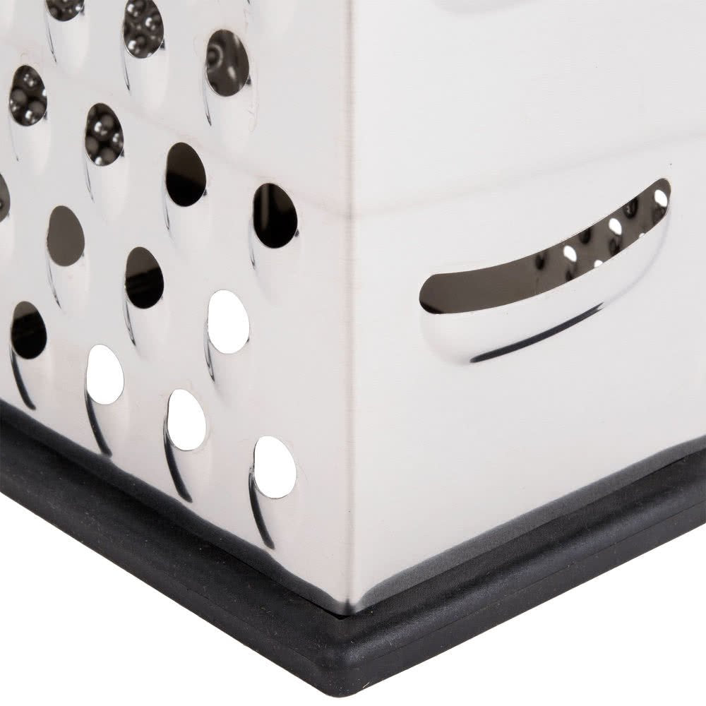 SG205BH, Cash & Carry Back Of The House Box Grater, Large 9" Size, 4-Sided Tapered Design, Anti-Slip Base, Dishwasher Safe, Stainless Steel, Ideal for Shredding Veggies and Grating Cheese