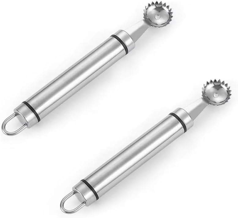 2Pcs Silver Stainless Steel Strawberry Huller Multi-Function Stainless Corer and Pitter Remover for Strawberry, Practical Kitchen Tool, Fruit and Vegetable Corers