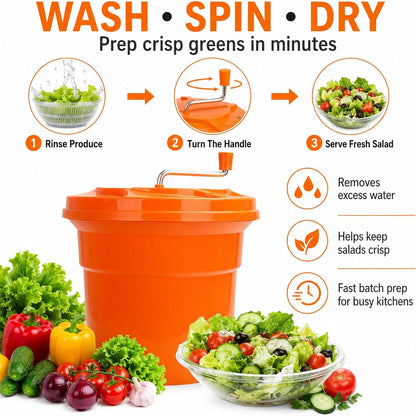 5 Gallon Commercial Salad Spinner, Large Manual Lettuce Dryer