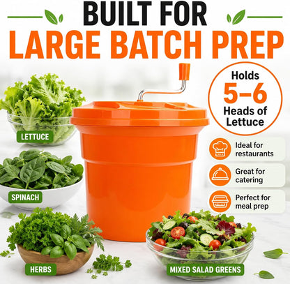 5 Gallon Commercial Salad Spinner, Large Manual Lettuce Dryer