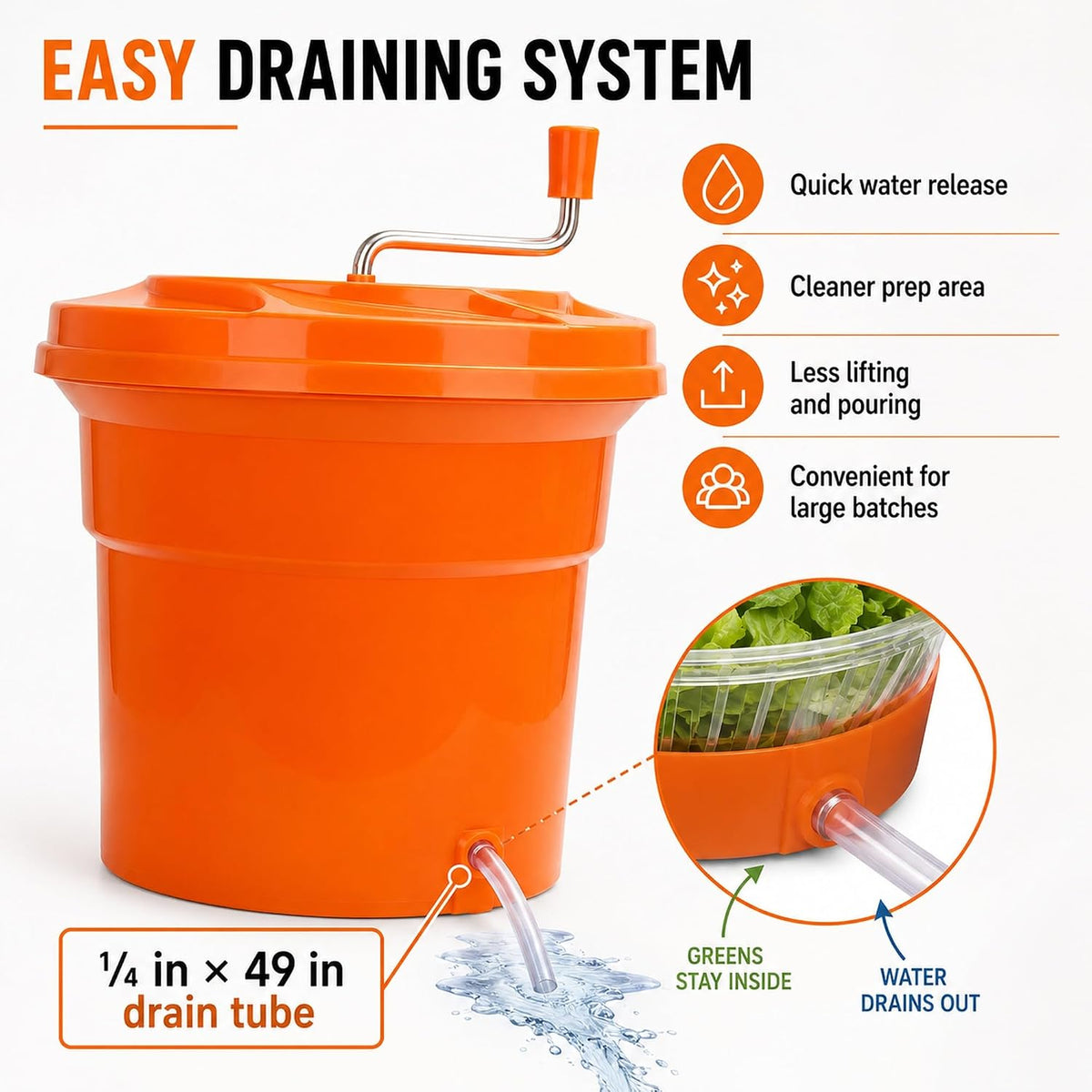 5 Gallon Commercial Salad Spinner, Large Manual Lettuce Dryer