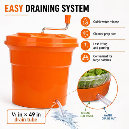 5 Gallon Commercial Salad Spinner, Large Manual Lettuce Dryer