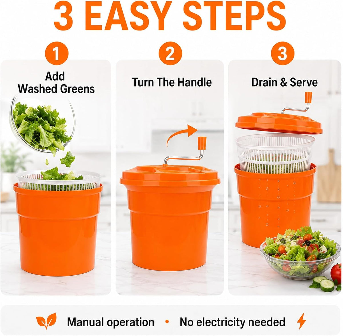 5 Gallon Commercial Salad Spinner, Large Manual Lettuce Dryer