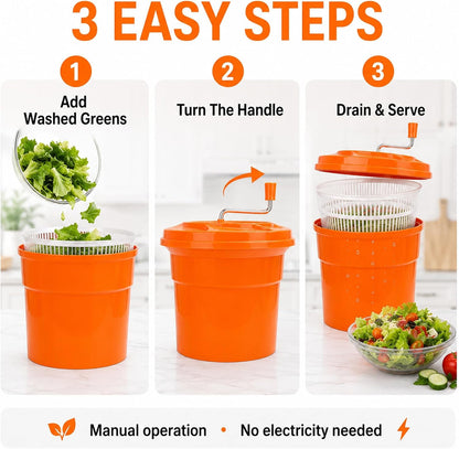 5 Gallon Commercial Salad Spinner, Large Manual Lettuce Dryer