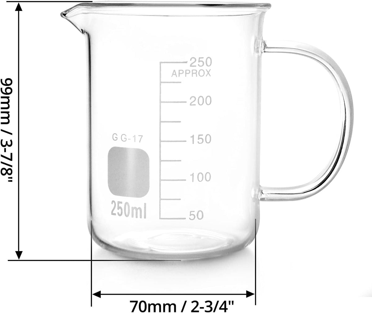500ml Beaker Mug with Handle, Borosilicate Glass Measuring Cup