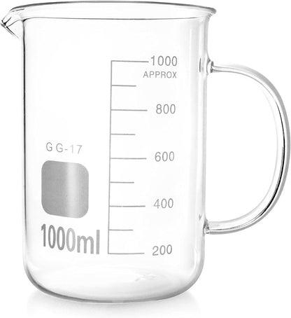 500ml Beaker Mug with Handle, Borosilicate Glass Measuring Cup