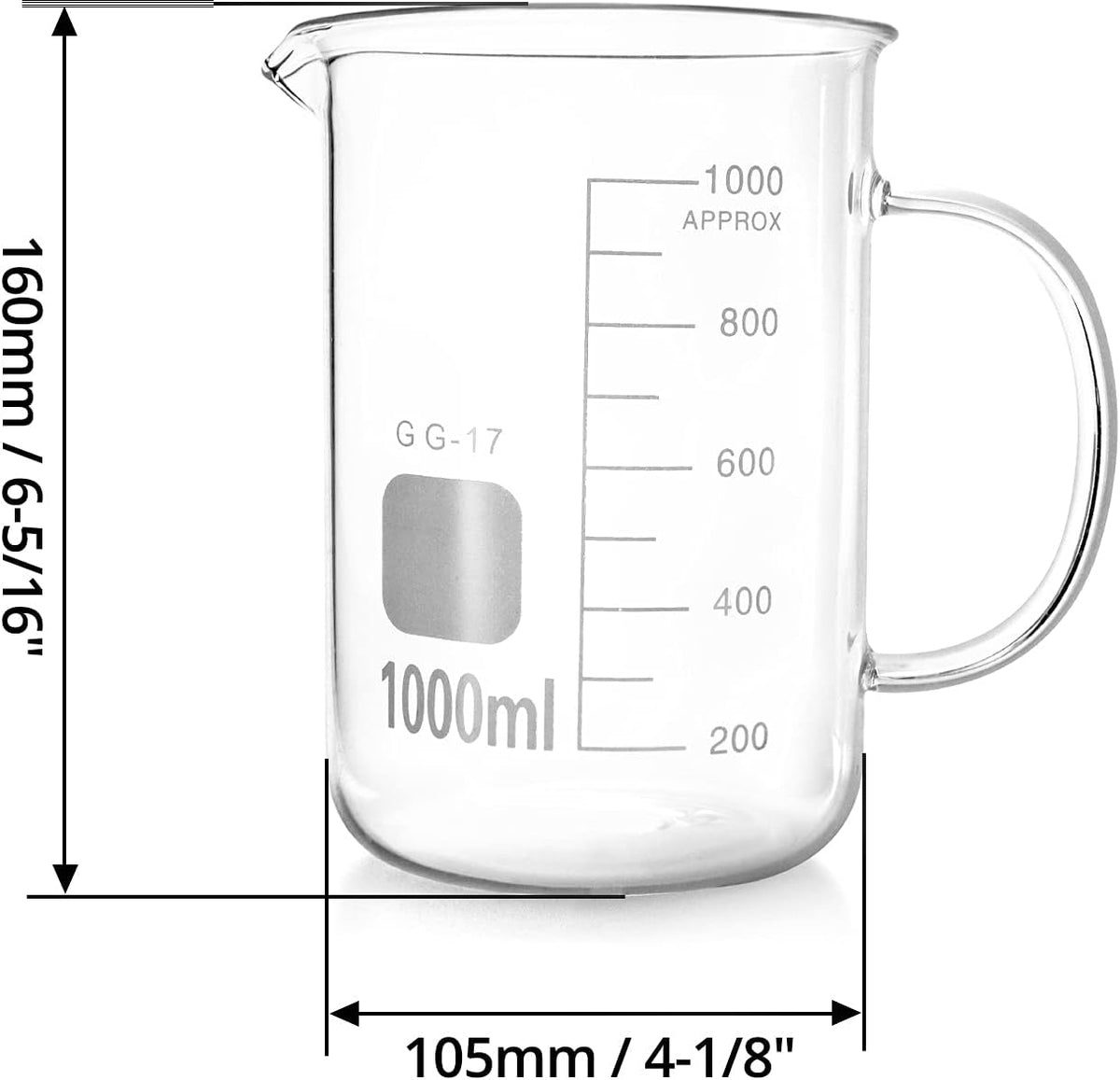 500ml Beaker Mug with Handle, Borosilicate Glass Measuring Cup