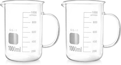 500ml Beaker Mug with Handle, Borosilicate Glass Measuring Cup