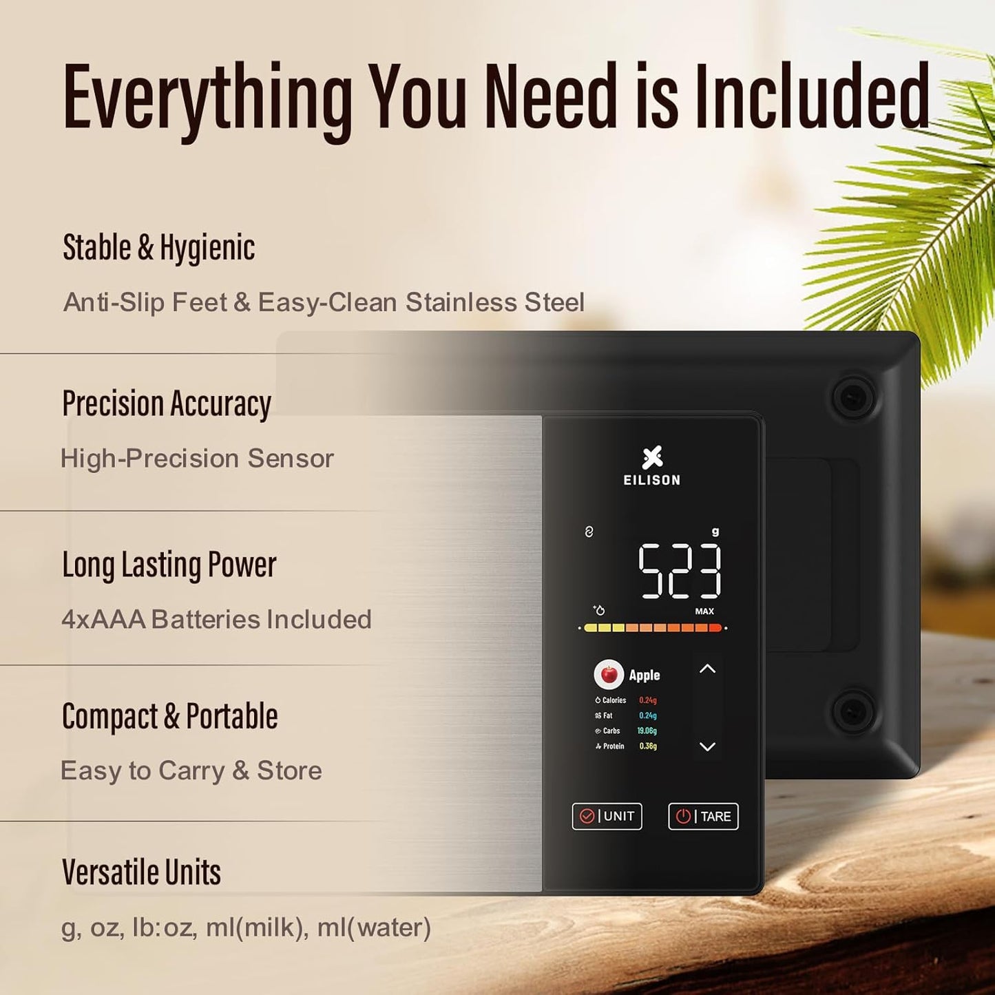 Smart Kitchen Scale with Nutrition Calculator, Digital Food Scale, Large TFT Color Display, Bluetooth App for 999+ Foods, Calorie Counter & 24 Nutrients Analyzer, 5000g Capacity (Black)