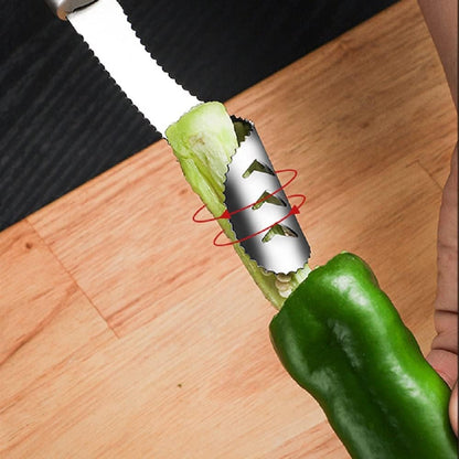 Jalapeno Pepper Corer, Stainless Steel Chili Corer Remover Deseeder kitchen Tool with Serrated Slice and Rubber Handle for Barbecue Cooking Accessories Kitchen Gadgets