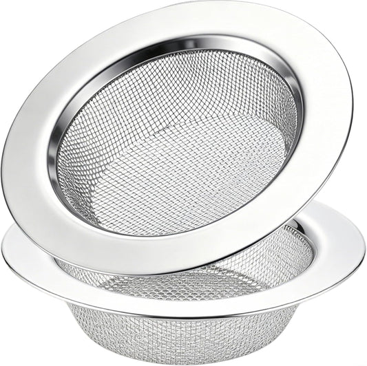 2 PCS Kitchen Sink Strainer Stainless Steel, Kitchen Sink Drain Strainer， Sink Strainers with Large Wide Rim 4.5" Diameter for Kitchen Sinks
