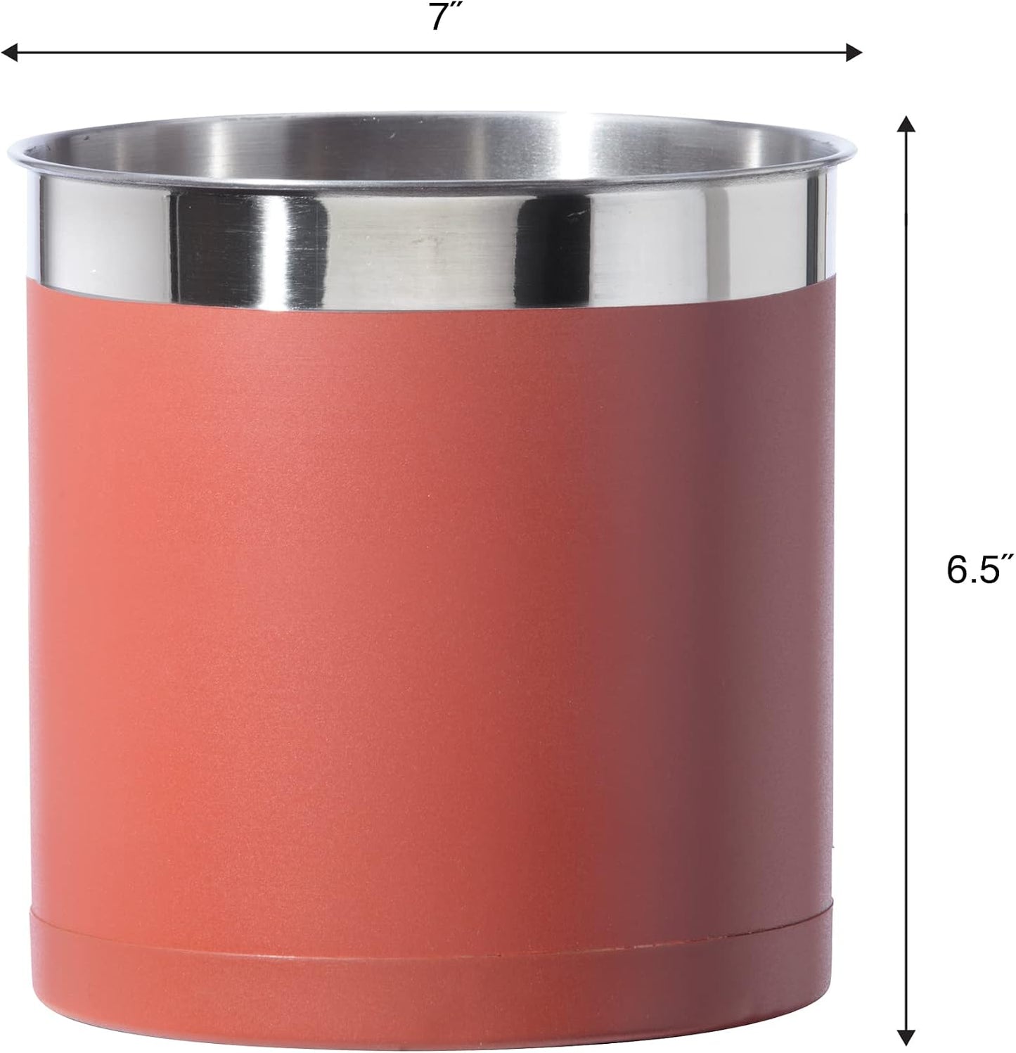 Stainless Steel Jumbo Utensil Holder - 7" Utensil Caddy, Weighted Base for Stability - Extra Large Utensil Crock and Countertop Utensil Organizer, Stainless Steel