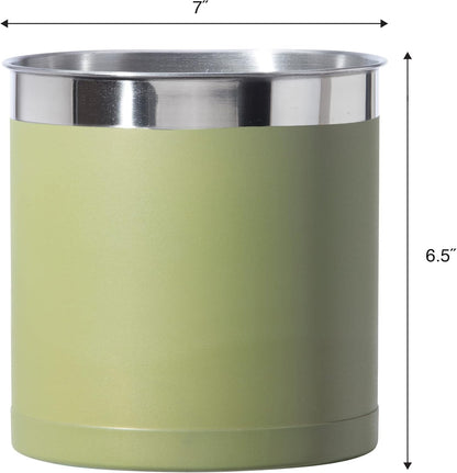 Stainless Steel Jumbo Utensil Holder - 7" Utensil Caddy, Weighted Base for Stability - Extra Large Utensil Crock and Countertop Utensil Organizer, Stainless Steel