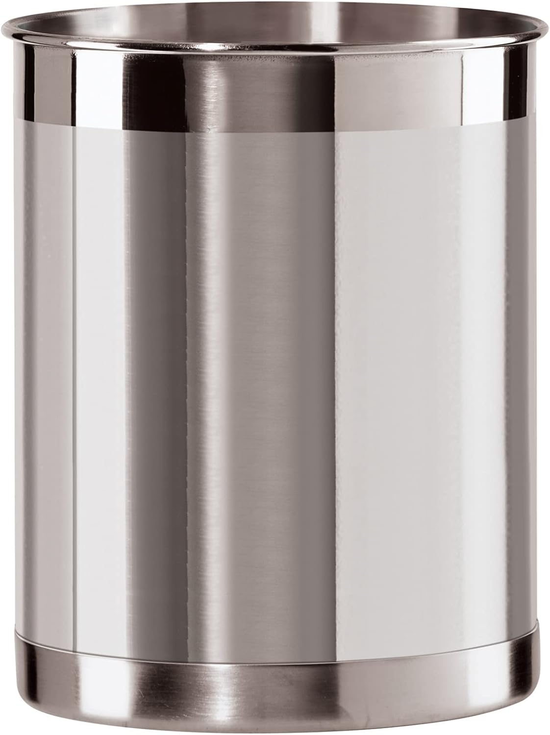 Stainless Steel Jumbo Utensil Holder - 7" Utensil Caddy, Weighted Base for Stability - Extra Large Utensil Crock and Countertop Utensil Organizer, Stainless Steel