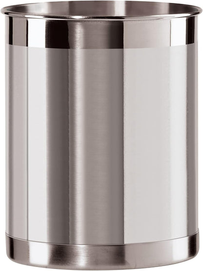 Stainless Steel Jumbo Utensil Holder - 7" Utensil Caddy, Weighted Base for Stability - Extra Large Utensil Crock and Countertop Utensil Organizer, Stainless Steel