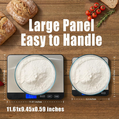Dual Platform Kitchen Scale, Digital Food Scale with Dual Display, Two Scales in One for Heavy and Precise, 33lb/0.01g/0.001oz, Stainless Steel, 7 Units Tare, for Baking, Sourdough, Cooking