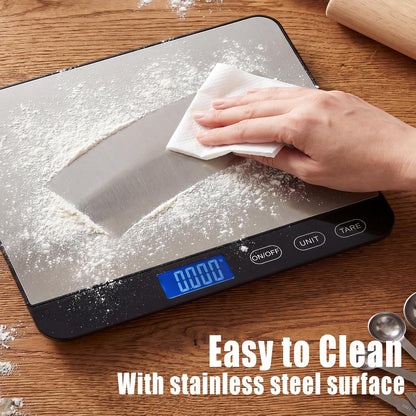 Dual Platform Kitchen Scale, Digital Food Scale with Dual Display, Two Scales in One for Heavy and Precise, 33lb/0.01g/0.001oz, Stainless Steel, 7 Units Tare, for Baking, Sourdough, Cooking