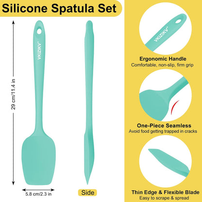 4 Pcs Silicone Spoon Spatula Set, 600°F Heat Resistant (Black)