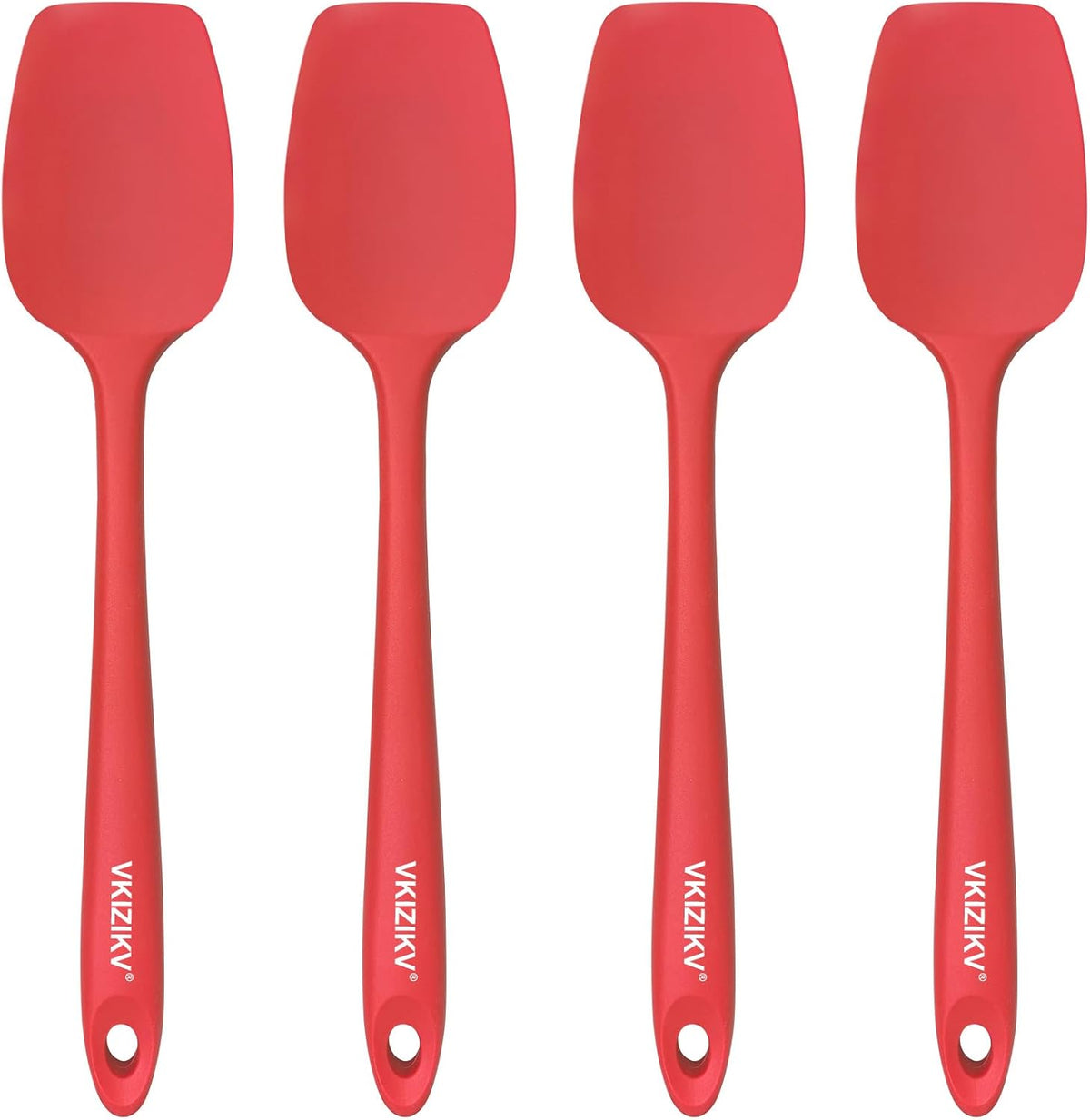 4 Pcs Silicone Spoon Spatula Set, 600°F Heat Resistant (Black)