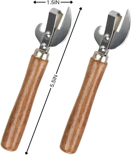 Manual Can Opener Stainless Steel, Vintage Camping Can Opener | Old Fashioned Metal Can Opener for Kitchen & Camping, Side Cut Manual Can Opener with Smooth Edge, Non-Electric Bottle Opener