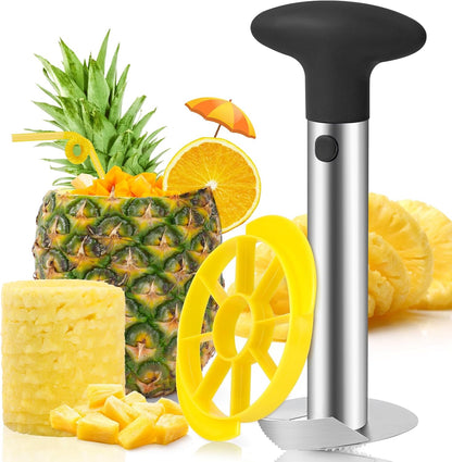 Pineapple Corer and Slicer Tool with Sharp Serrated Tips, Black