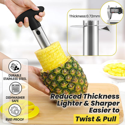 Pineapple Corer and Slicer Tool with Sharp Serrated Tips, Black