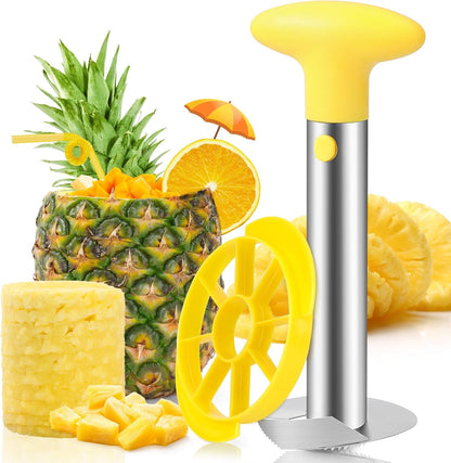 Pineapple Corer and Slicer Tool with Sharp Serrated Tips, Black