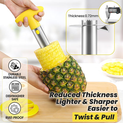 Pineapple Corer and Slicer Tool with Sharp Serrated Tips, Black