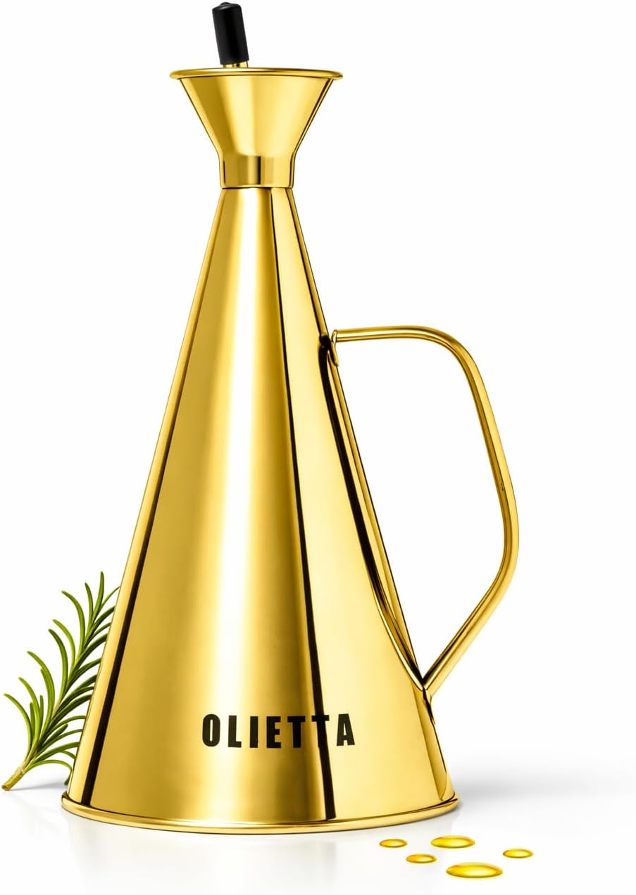 Olive Oil Dispenser Bottle, Stainless Steel Non-Drip Pourer 8.5 fl oz | Food-Grade Oil Bottle, Dishwasher-Safe, Light-Blocking Keeps Oil Fresh, Leakproof Drizzler for Cooking and Vinegar