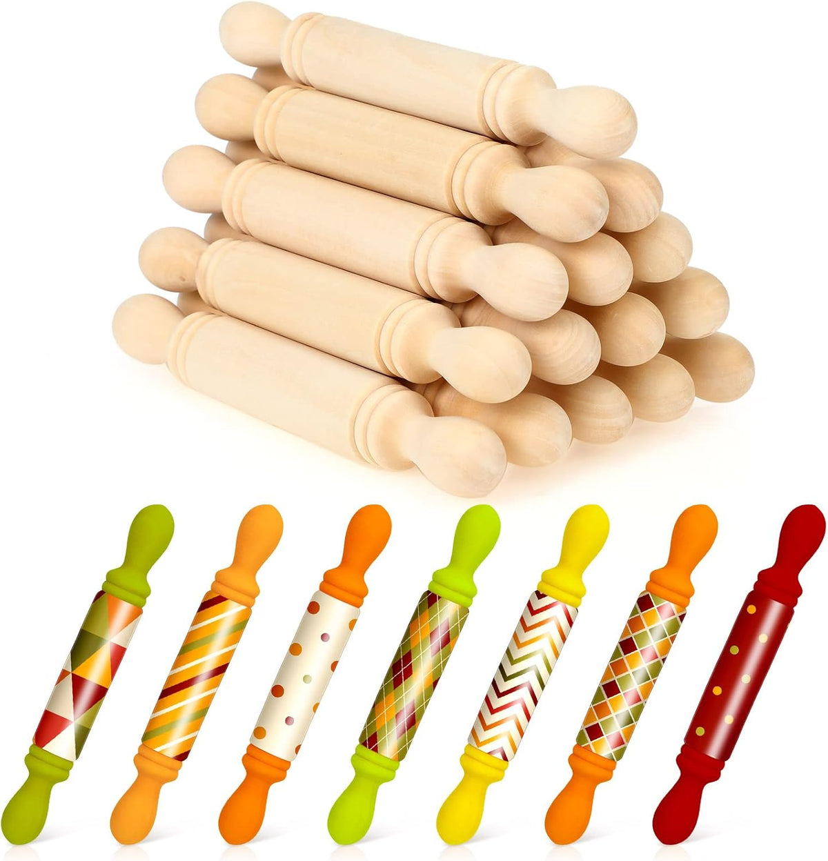 20 Pcs Mini Rolling Pin 5.5 Inches Wooden Roller for Crafts Baking