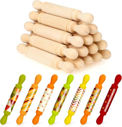 20 Pcs Mini Rolling Pin 5.5 Inches Wooden Roller for Crafts Baking