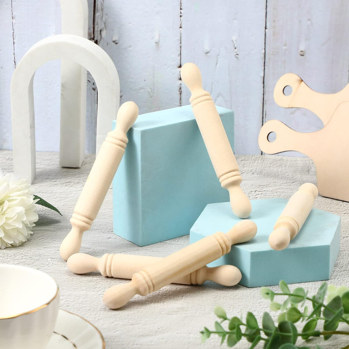20 Pcs Mini Rolling Pin 5.5 Inches Wooden Roller for Crafts Baking
