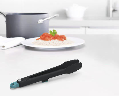 Duo Lockable Tongs Hygienic with Integrated Tool Rest & Non-Slip Feet, Suitable for Non-Stick Cookware, Heat-Resistant, BPA Free