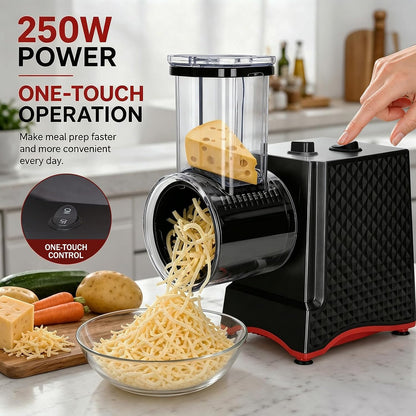 Electric Cheese Grater, Salad Maker with 6 Different Shapes of Blades