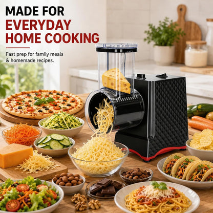 Electric Cheese Grater, Salad Maker with 6 Different Shapes of Blades