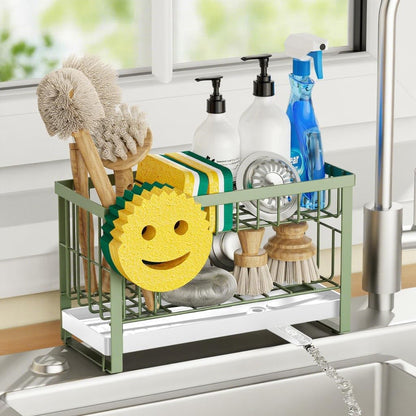 Sponge Holder for Kitchen Sink,Smiley Face Sink Caddy with Removable Brush Holder,Self-Draining Sponge Caddy for Sponge,Soap,Dish Brush,Scrubber,Kitchen Essentials and Gadgets