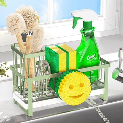 Sponge Holder for Kitchen Sink,Smiley Face Sink Caddy with Removable Brush Holder,Self-Draining Sponge Caddy for Sponge,Soap,Dish Brush,Scrubber,Kitchen Essentials and Gadgets