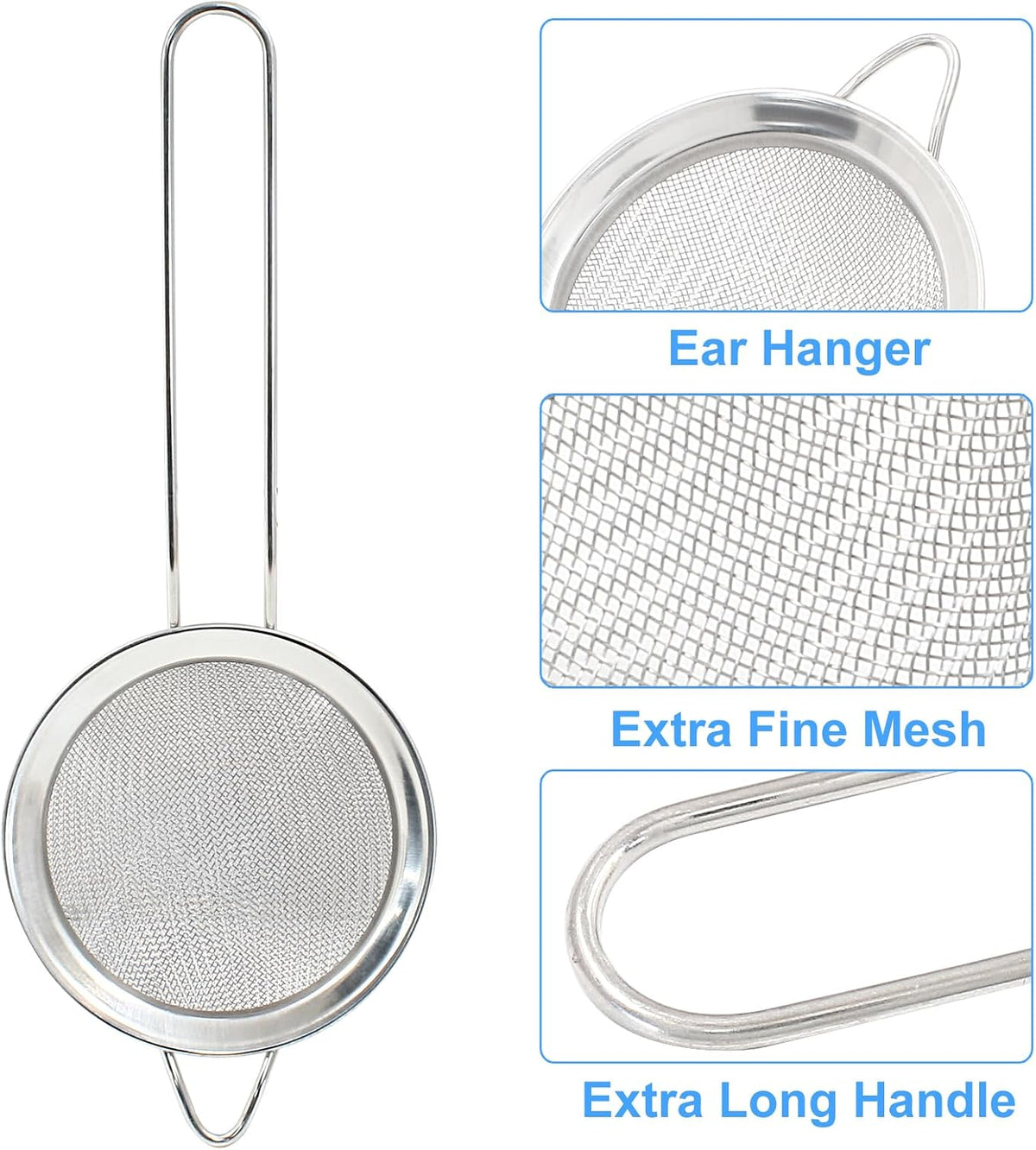 8cm/3.15" Fine Mesh Strainers, Stainless Steel Kitchen Strainers