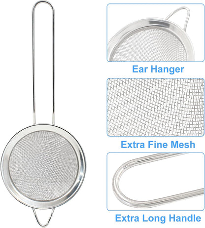 8cm/3.15" Fine Mesh Strainers, Stainless Steel Kitchen Strainers