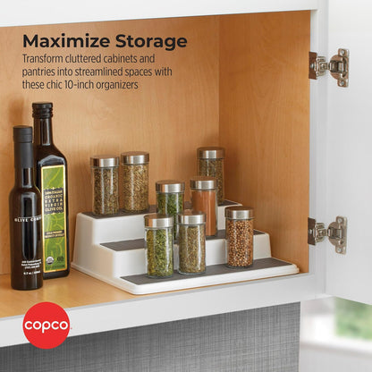 Grey 2 Non-Skid 3-Tier Spice Rack Organizer for Pantry, 2-Pack, 10-Inch
